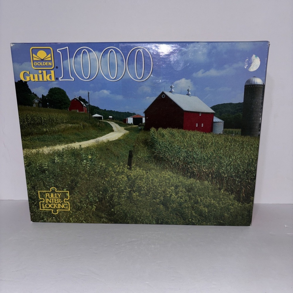 Golden Guild  Farm Red Barn 1000 Piece Jigsaw Puzzle Near Madison WI SEALED